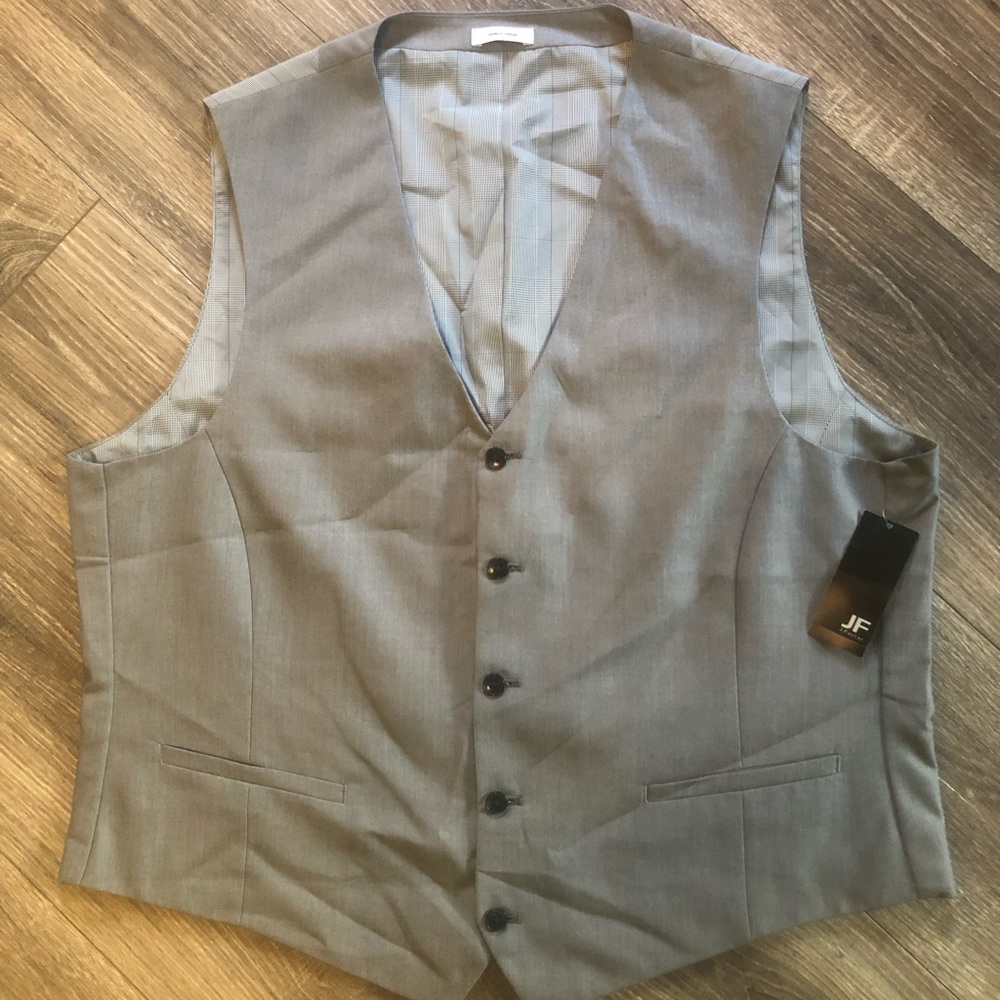 J. Ferrari slim fit gray button up dress vest